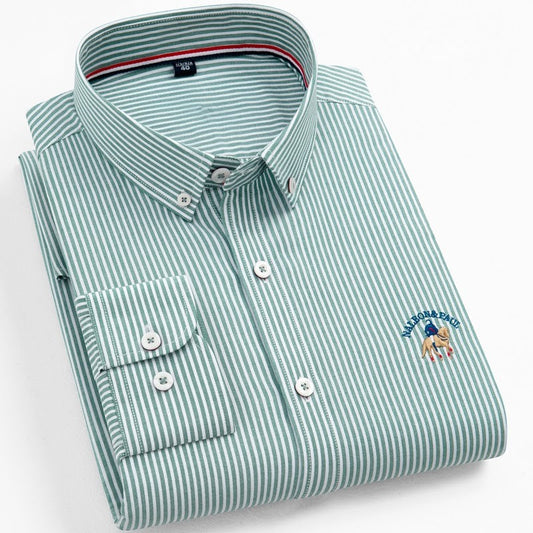 Men's Classic Logo Green Lining Half Sleeve Shirt - Goamen