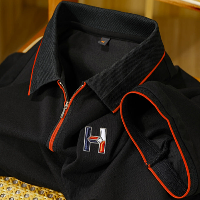 Goamen Premium Black Zipper Polo – Bold, Modern & Stylish