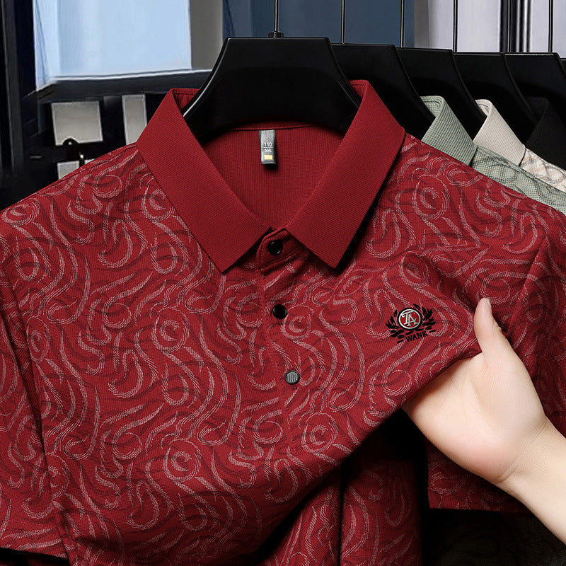 Goamen Textured Red Polo T-Shirt – Bold & Stylish Comfort