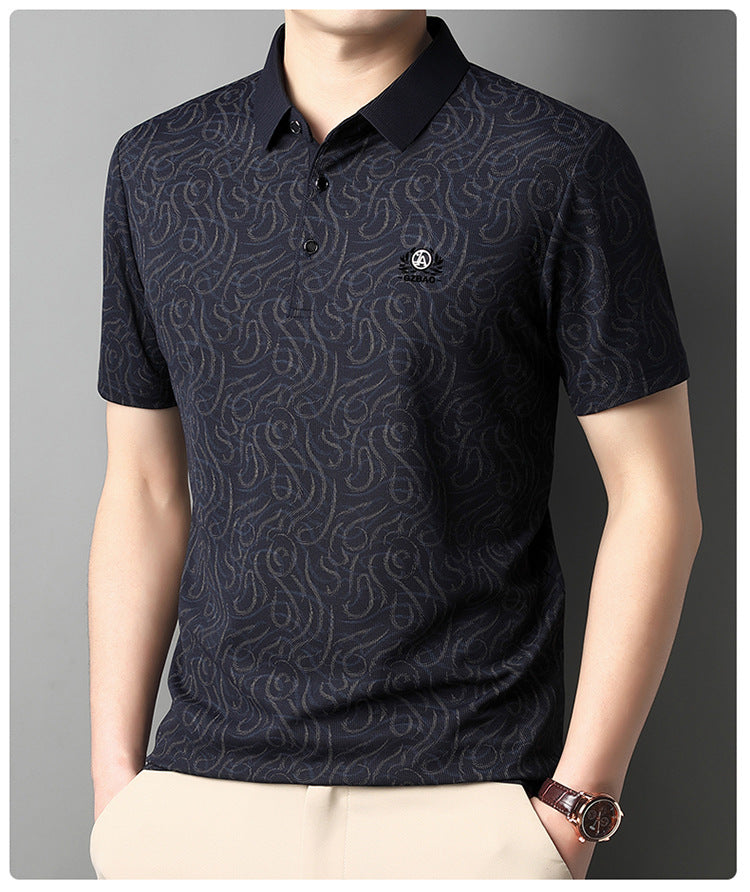 Goamen Textured Black Polo T-Shirt – Modern & Timeless Elegance