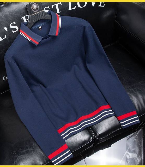 Men's Navy Blue Imported Full Sleeve Polo T-Shirt - Goamen