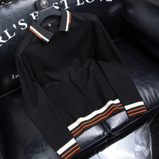 Men's Black Imported Full Sleeve Polo T-Shirt - Goamen