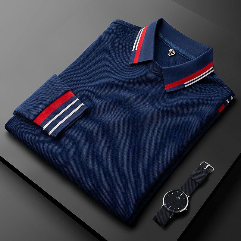 Navy Blue Imported Full Sleeve Polo T-Shirt - Goamen