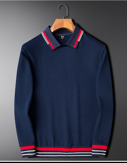 Navy Blue Imported Full Sleeve Polo T-Shirt - Goamen