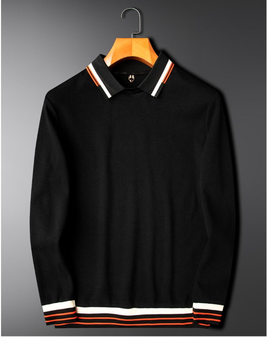 Black Imported Full Sleeve Polo T-Shirt - Goamen