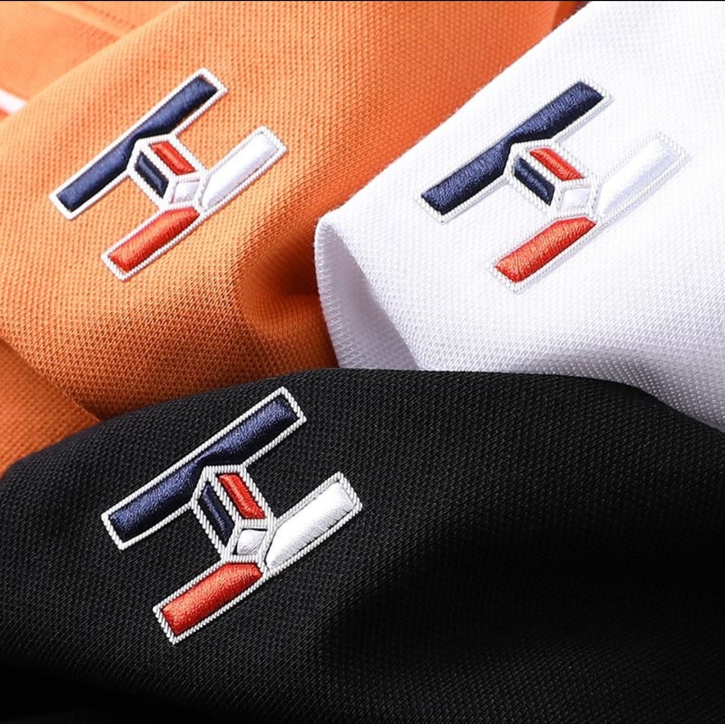 Zipper Polo Knit Half Sleeve Orange T-shirt - Goamen