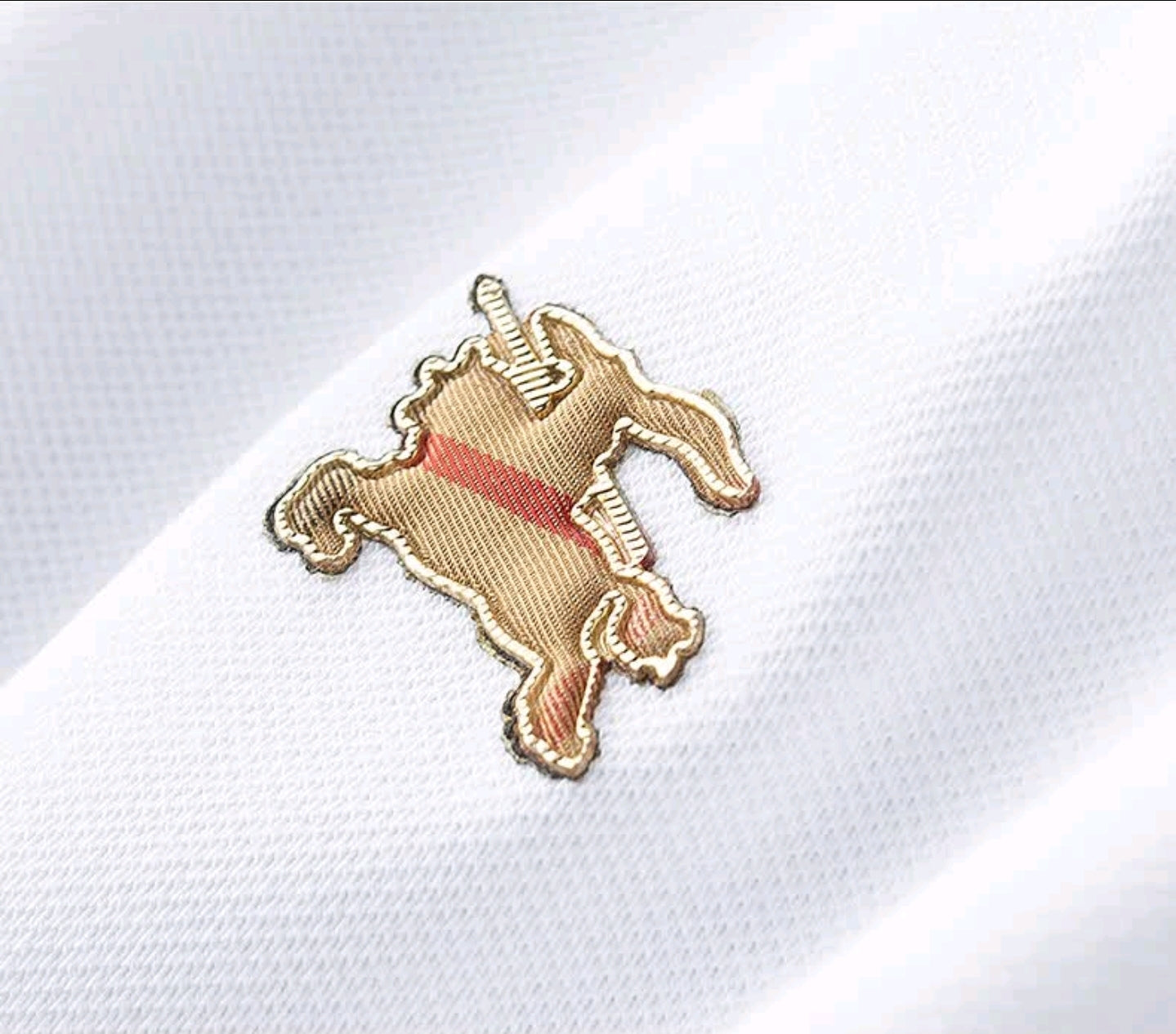 Men's White Horse Embroidery Print Logo T-Shirt - Goamen