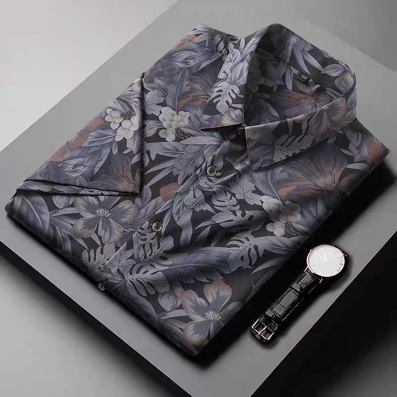 Men's Short Sleeve Casual Printed Shirt - Goamen