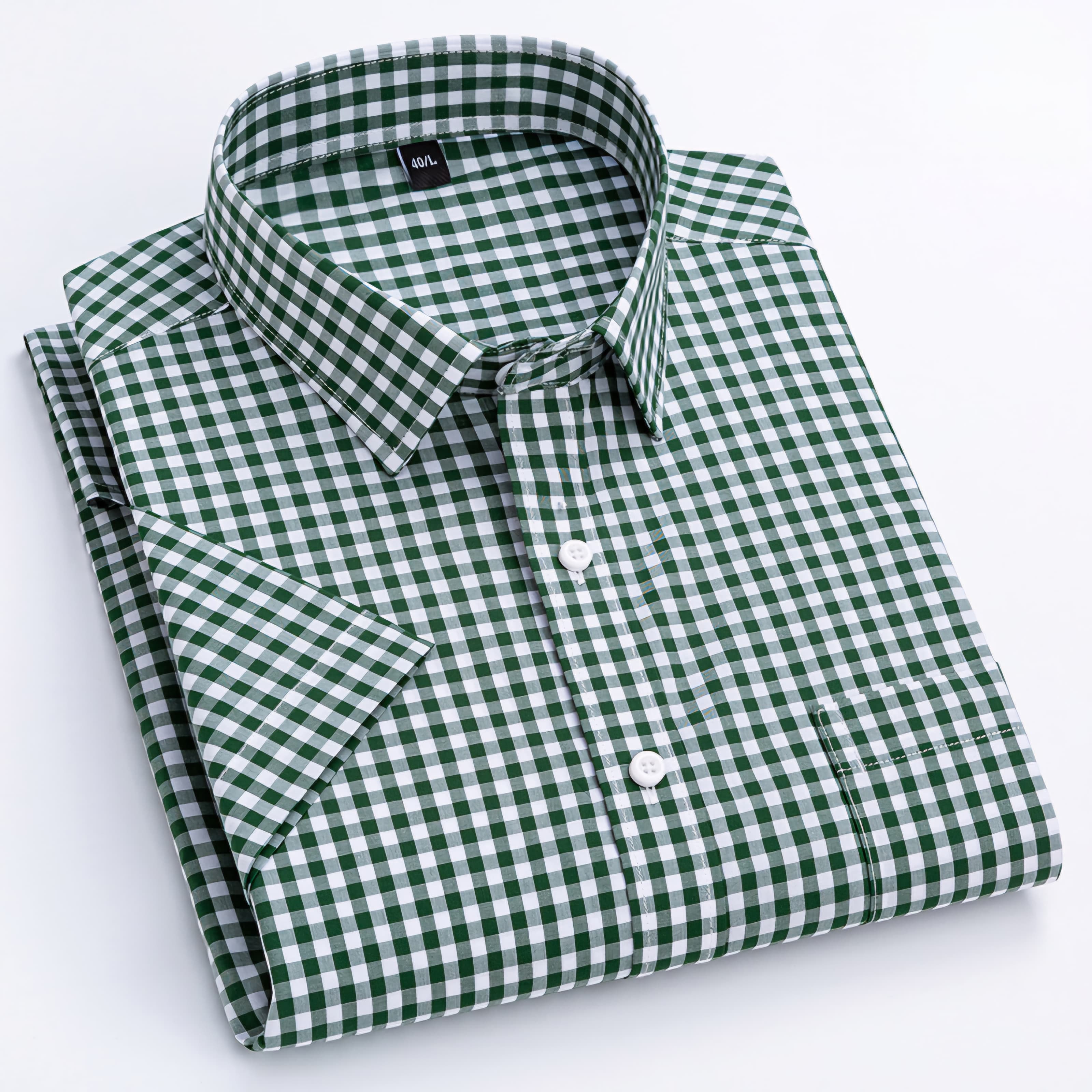 Men's Green Checked Half Sleeve Shirt - Goamen