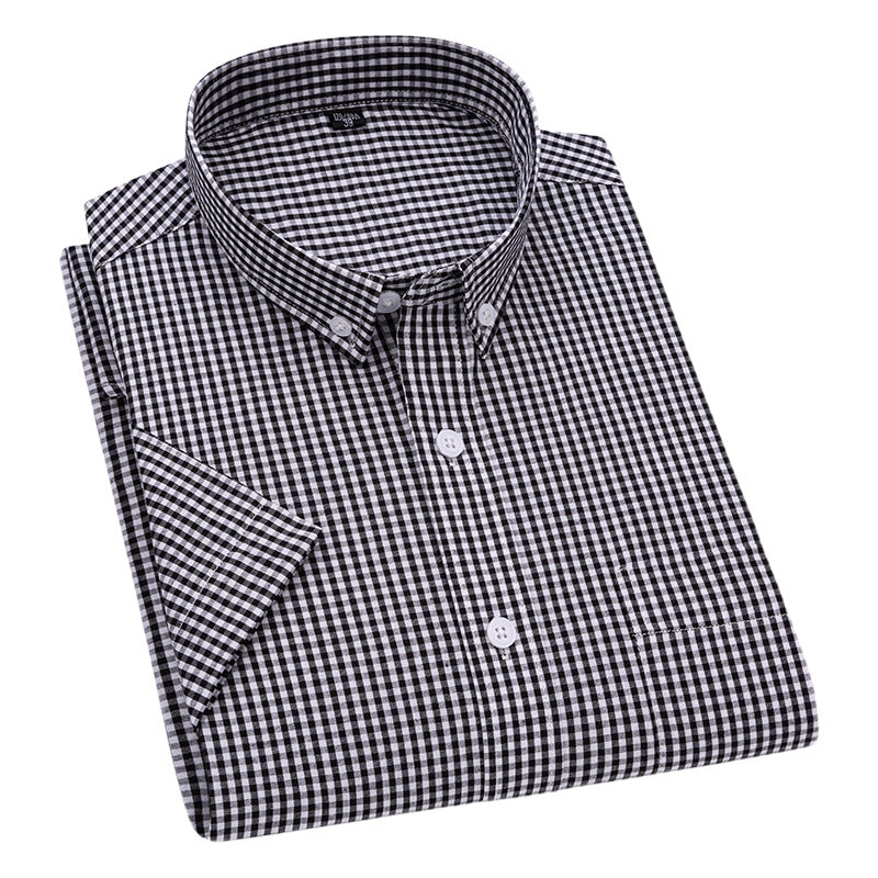 Men's Black Checked Regular Fit Half Sleeve Shirt - Goamen