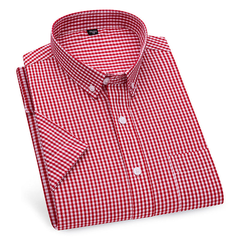 Men's Red Checked Half Sleeve Shirt - Goamen