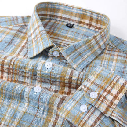 Men's Brown Regular Fit Checks Full Sleeve Shirt - Goamen