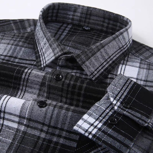 Men's Black Regular Fit Checks Full Sleeve Shirt - Goamen