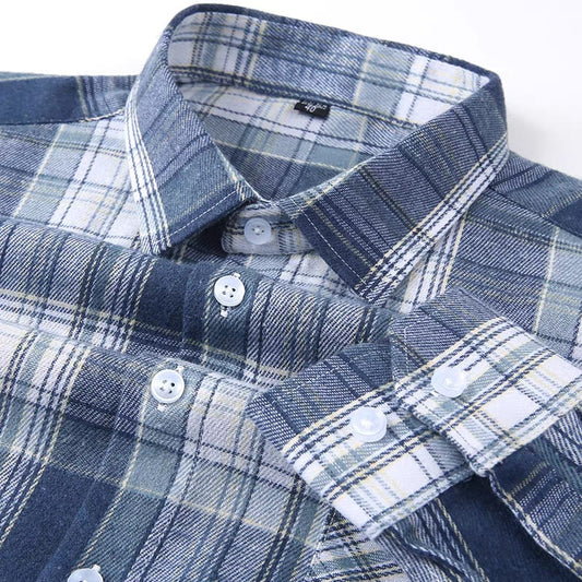 Men's Gray Regular Fit Checks Full Sleeve Shirt - Goamen