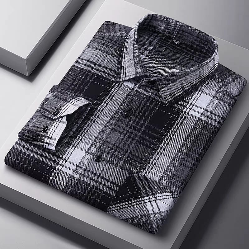 Men's Black Regular Fit Checks Full Sleeve Shirt - Goamen