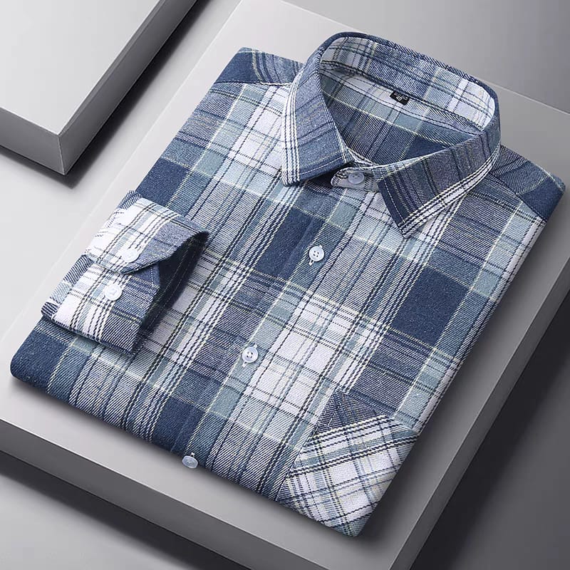 Men's Gray Regular Fit Checks Full Sleeve Shirt - Goamen