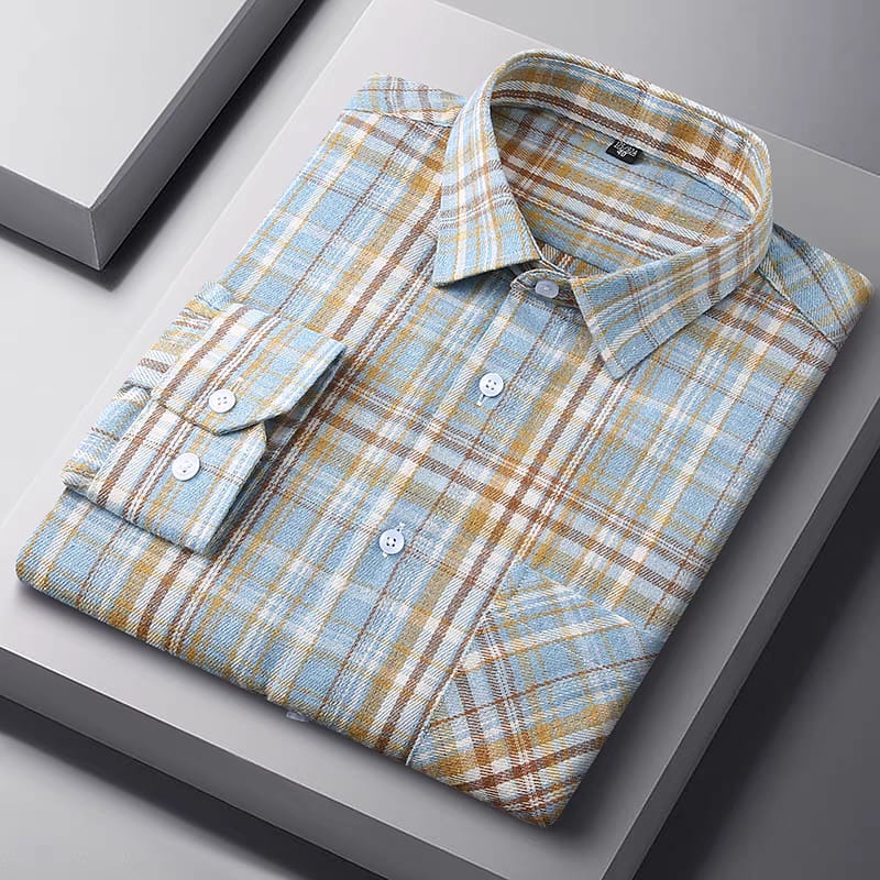 Men's Brown Regular Fit Checks Full Sleeve Shirt - Goamen