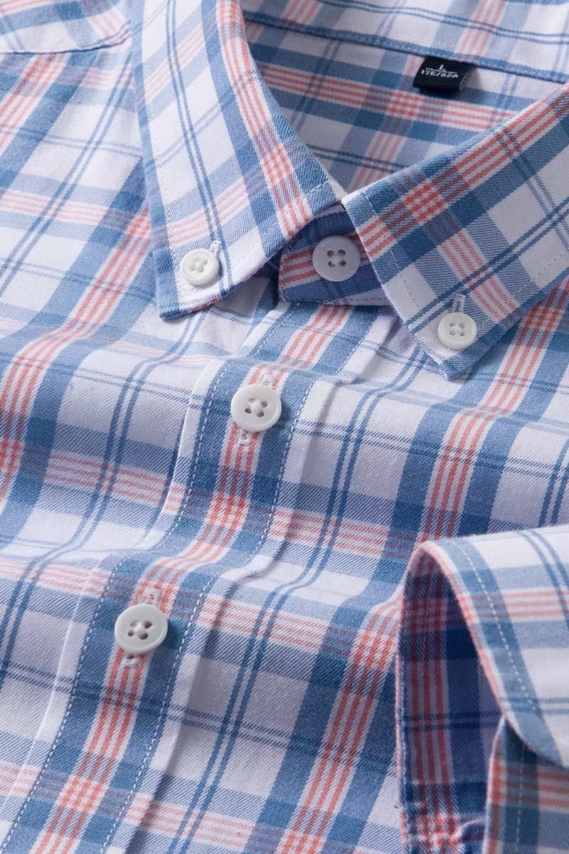 Men's Sky Blue Checks Full Sleeve Shirt - Goamen
