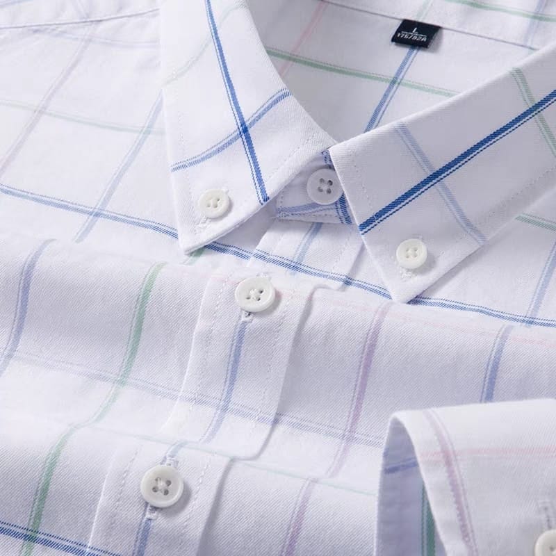 Men's White Checks Full Sleeve Shirt - Goamen