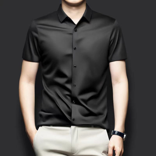 Men's Black Shartin Half Sleeve Shirt - Goamen