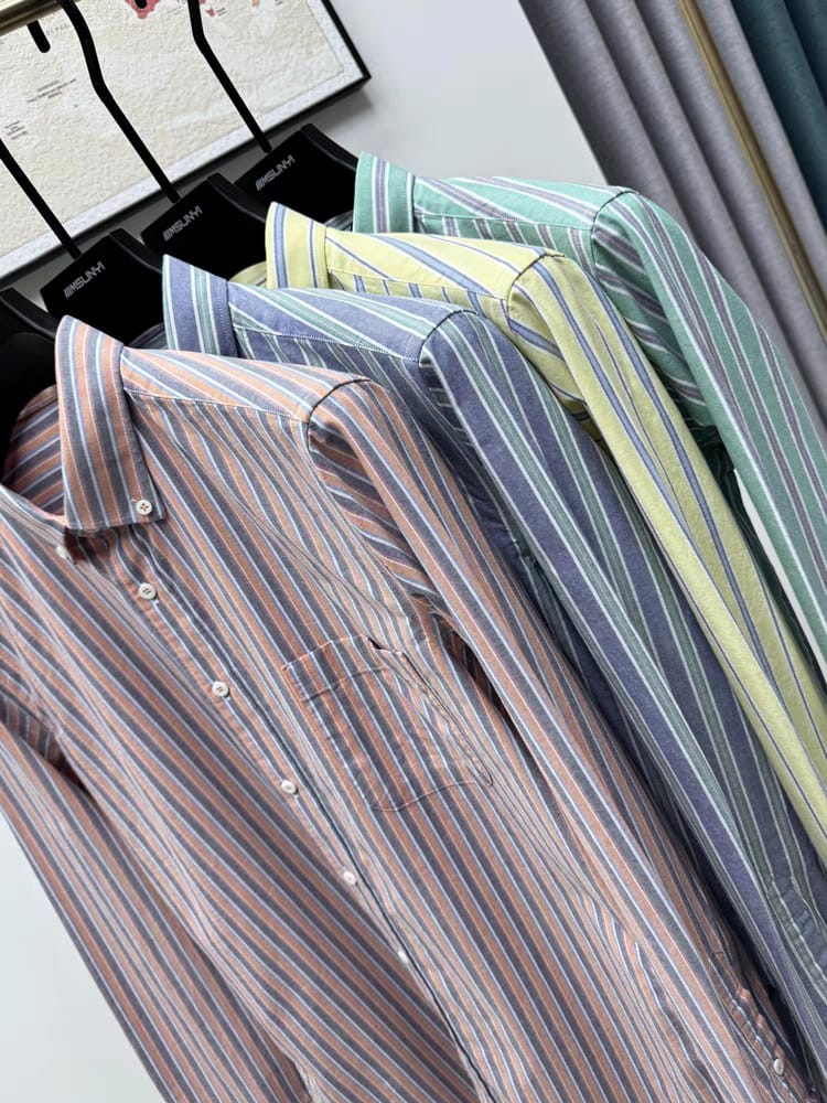 Men's Yellow Striped Full Sleeve Shirt - Goamen