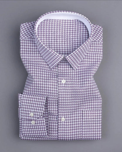 Men's Purple Regular Fit Pure Cotton Shirt - Goamen