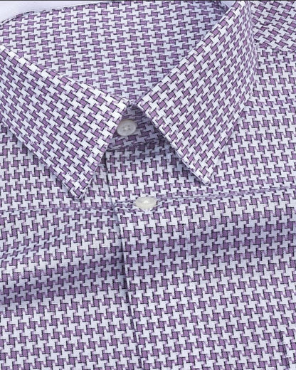 Men's Purple Regular Fit Pure Cotton Shirt - Goamen