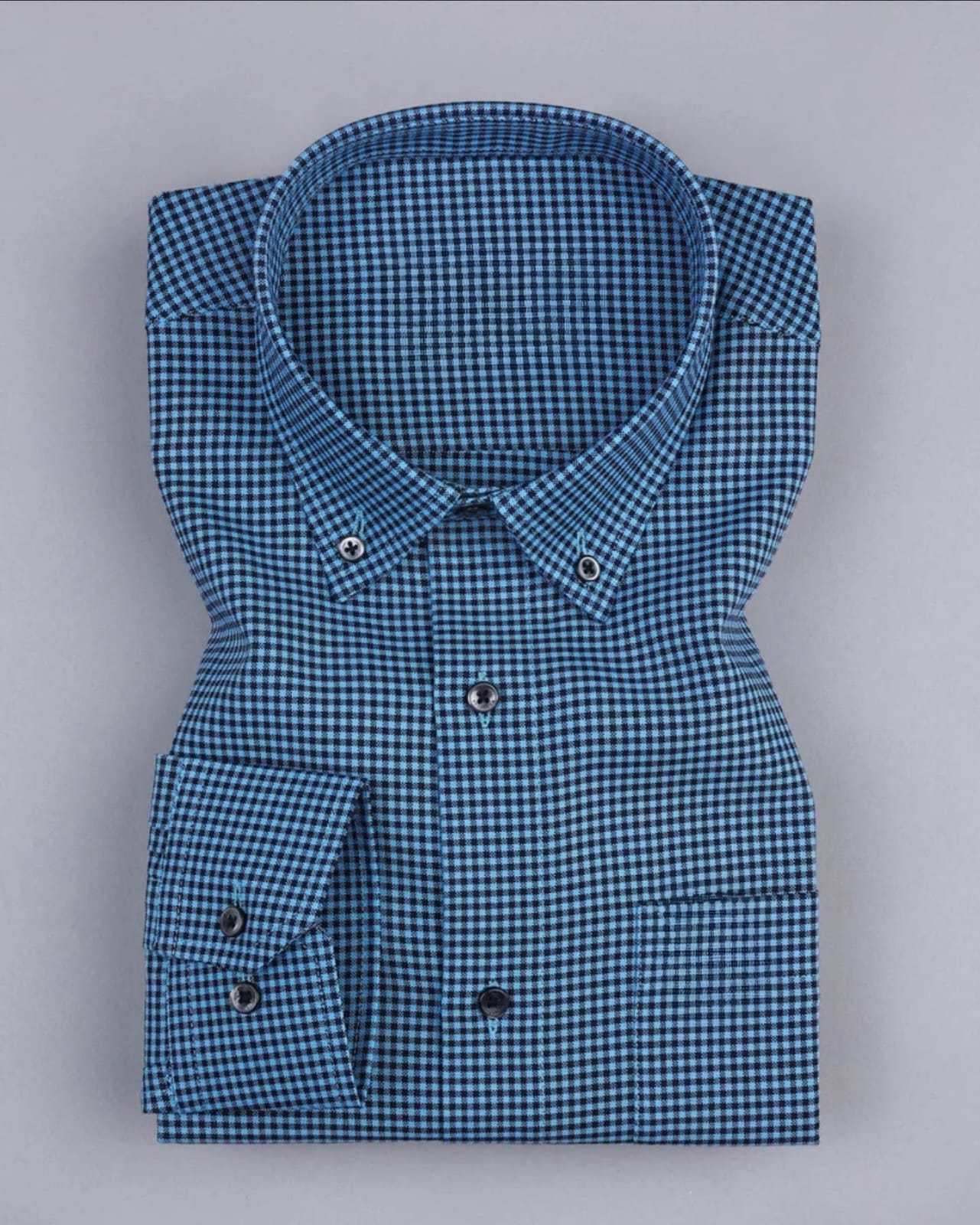 Men's Grey Regular Fit Checks Full Sleeve Shirt - Goamen
