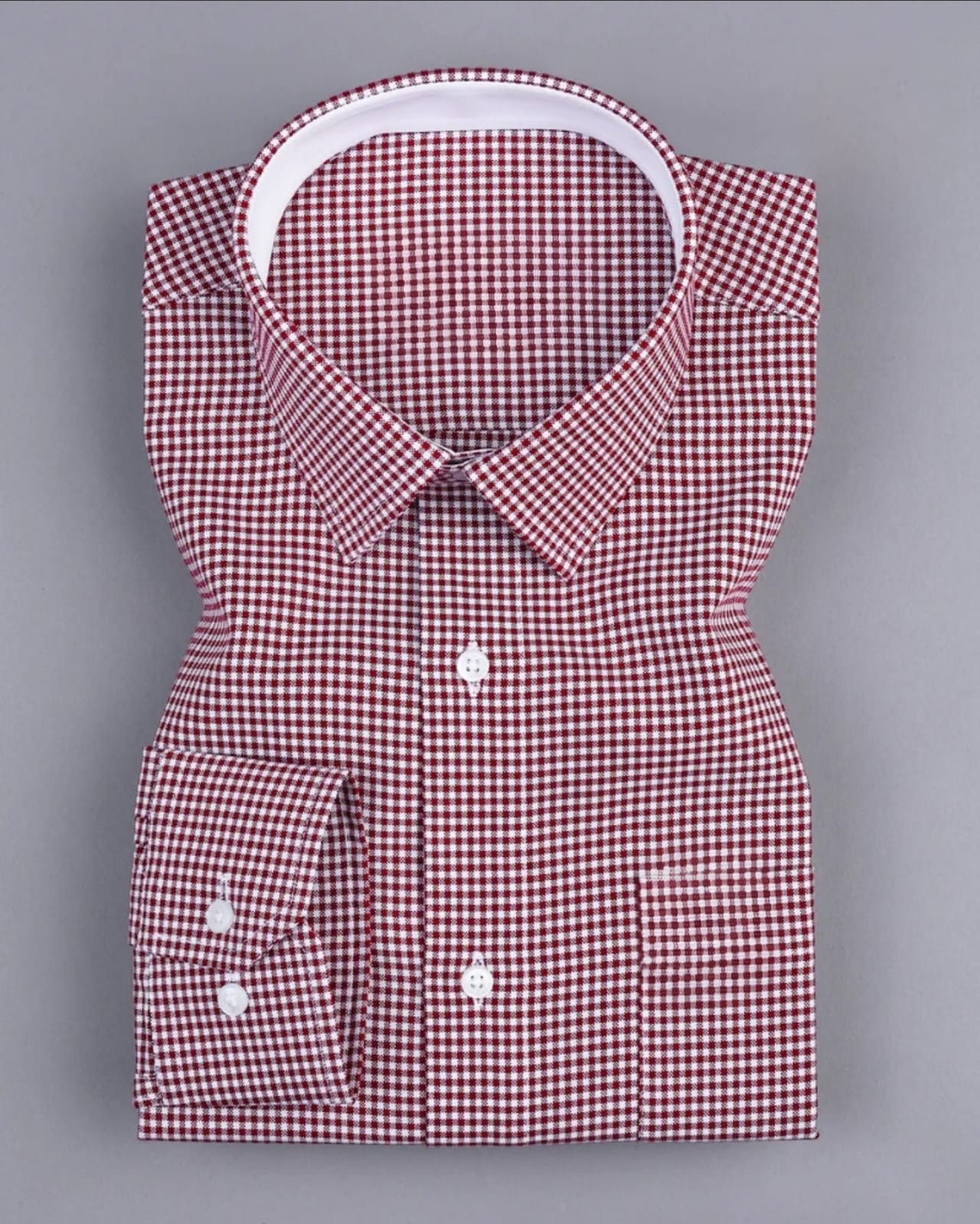 Men's Maroon Regular Fit Checks Full Sleeve Shirt - Goamen