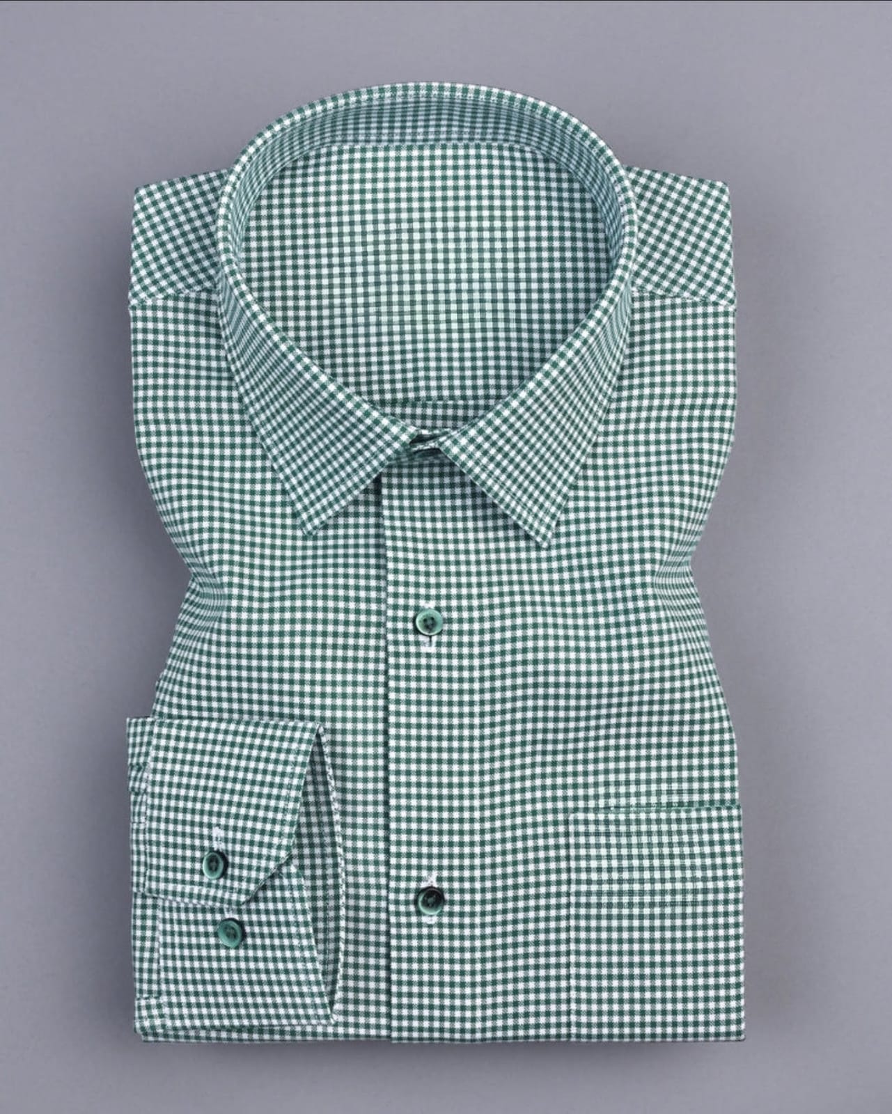 Men's Dark Green Regular Fit Checks Full Sleeve Shirt - Goamen