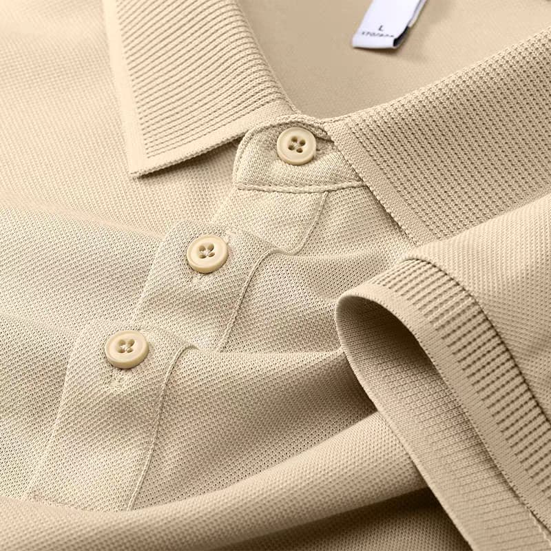 Men's Light Brown Saltbox Seamless Ribbed Polo T-Shirt - Goamen
