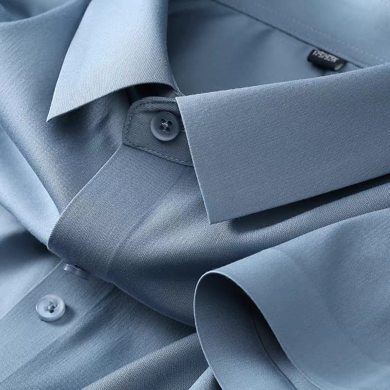 Men's Sky Blue Shatin Half Sleeve Shirt - Goamen