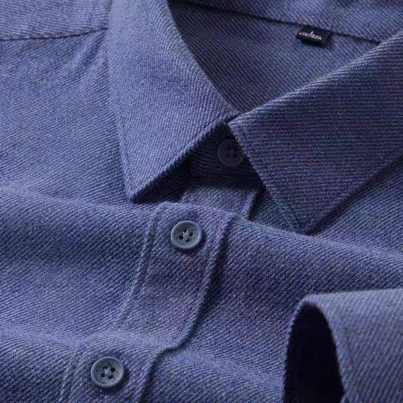 Men's Navy Blue Brushing Regular Fit Full Sleeve Shirt - Goamen
