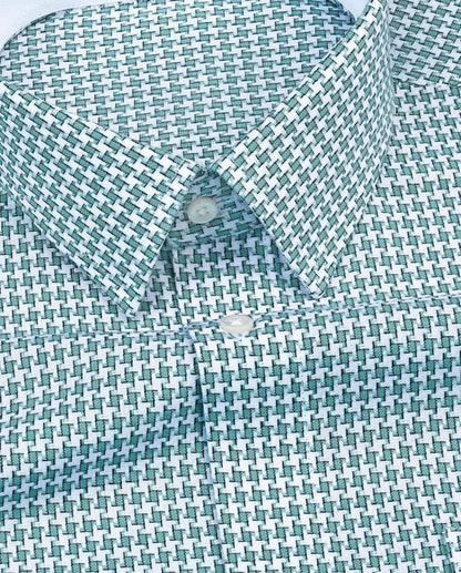 Men's Pista Green Regular Fit Pure Cotton Shirt - Goamen
