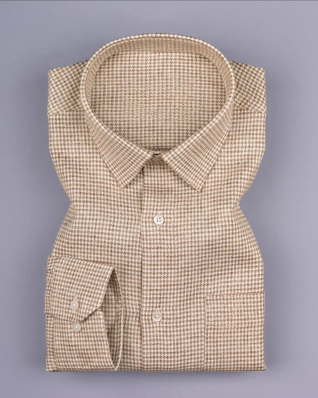 Men's Brown Regular Fit Pure Cotton Shirt - Goamen