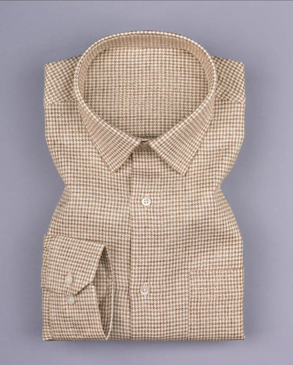 Men's Brown Regular Fit Pure Cotton Shirt - Goamen
