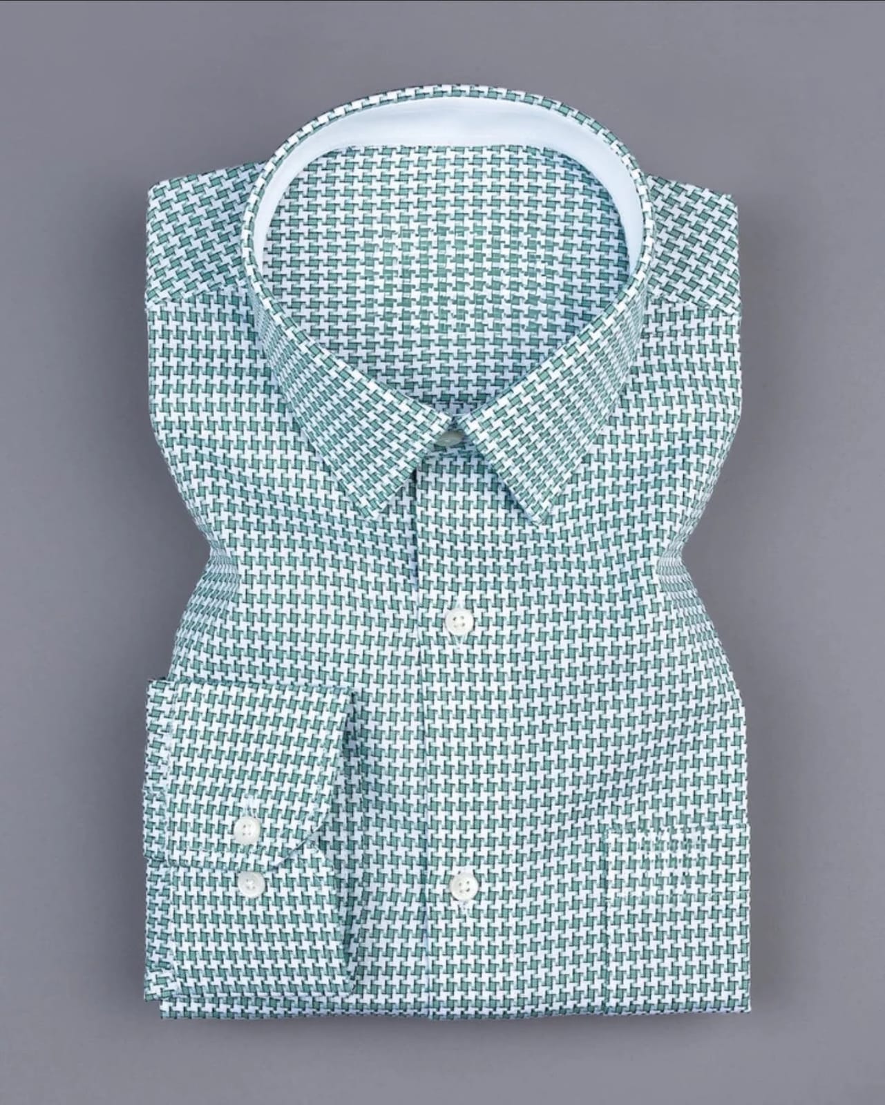 Men's Pista Green Regular Fit Pure Cotton Shirt - Goamen