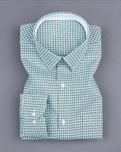 Men's Pista Green Regular Fit Pure Cotton Shirt - Goamen