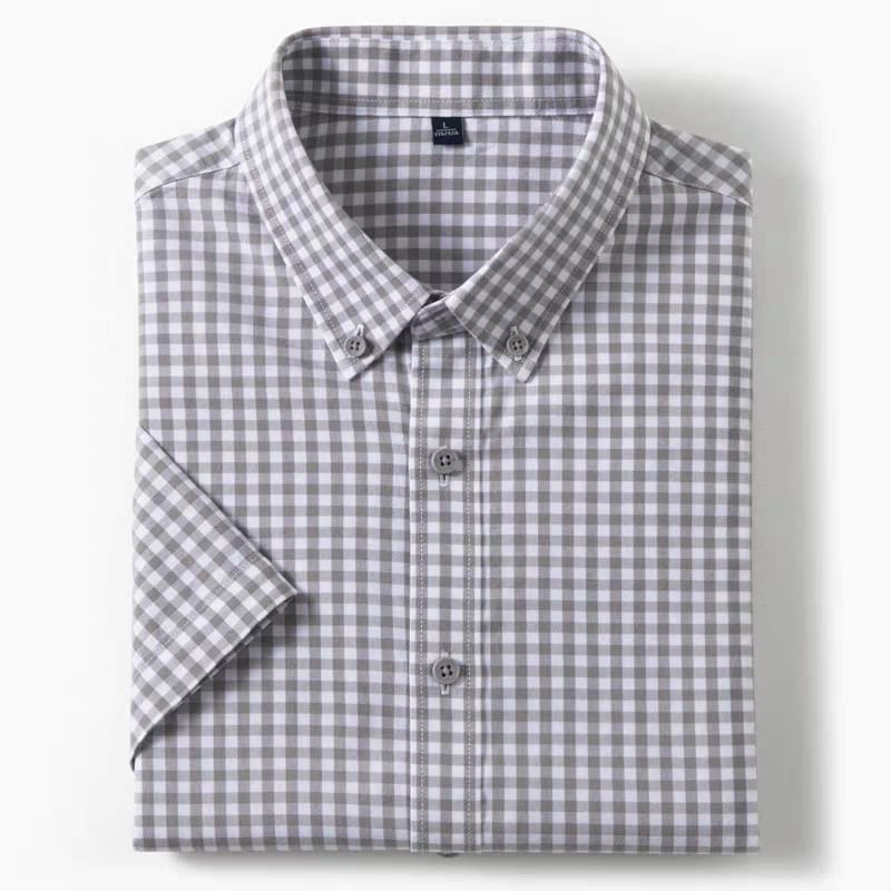 Men's Black Checked Regular Fit Half Sleeve Shirt - Goamen