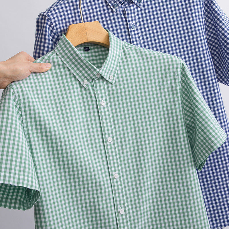 Men's Black Checked Regular Fit Half Sleeve Shirt - Goamen