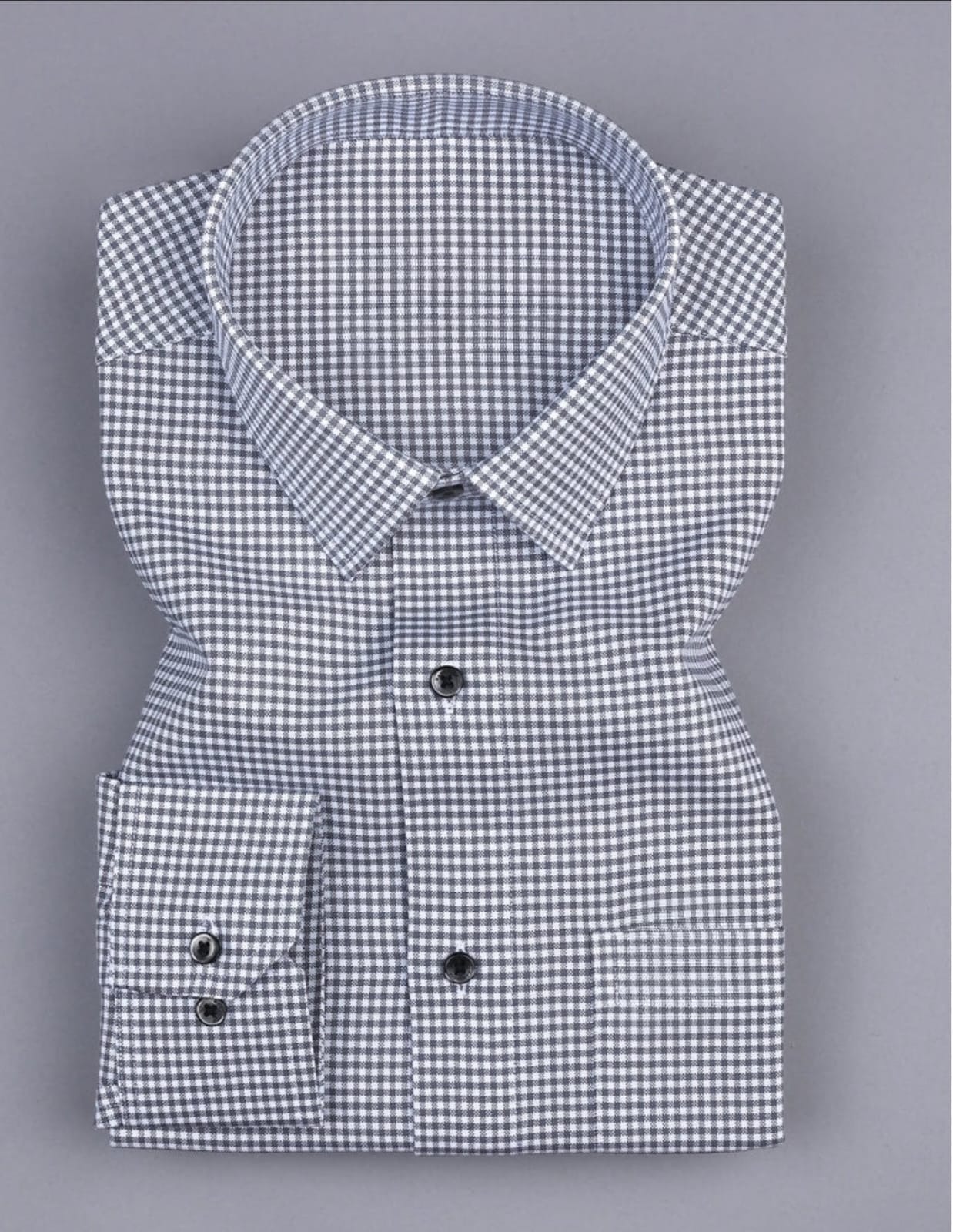 Men's Black Regular Fit Checks Full Sleeve Shirt - Goamen
