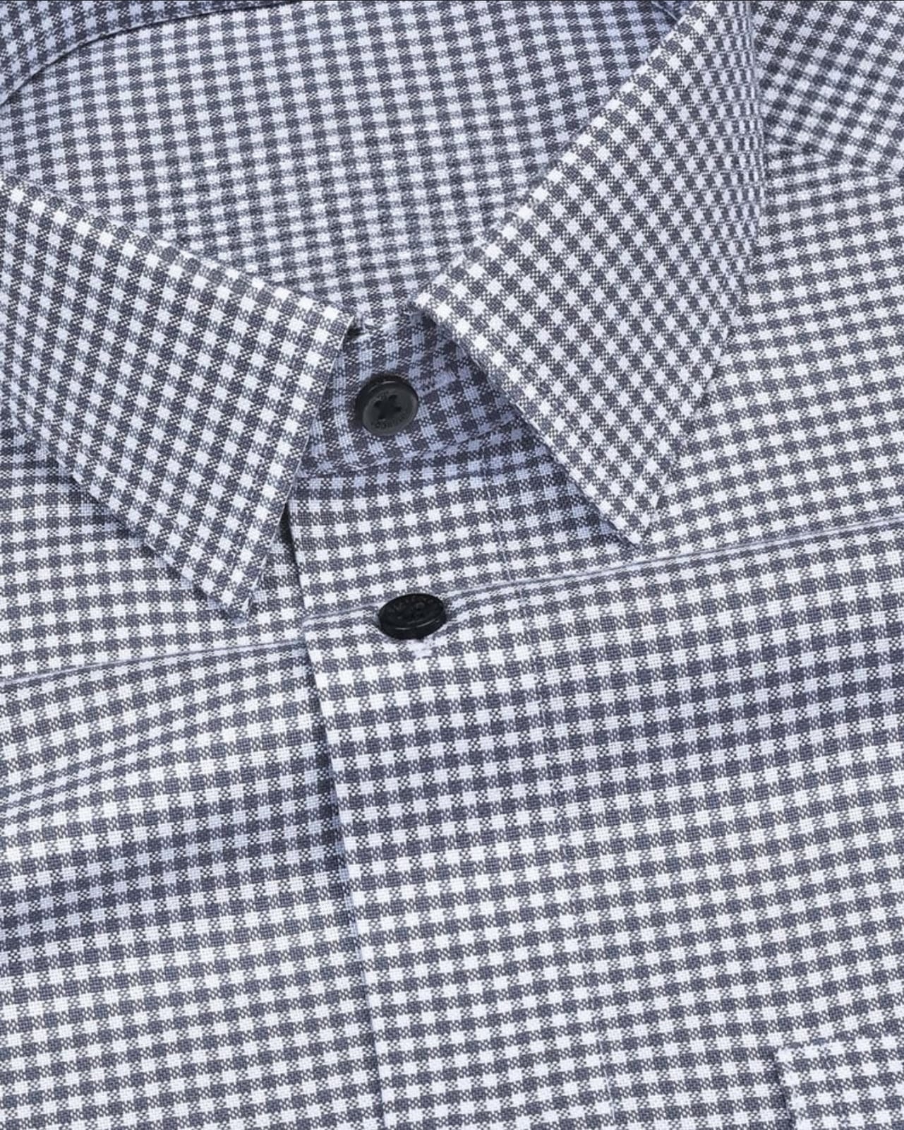 Men's Black Regular Fit Checks Full Sleeve Shirt - Goamen