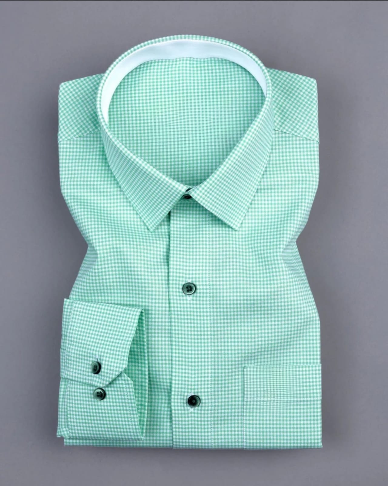 Men's Light Green Regular Fit Checks Full Sleeve Shirt - Goamen