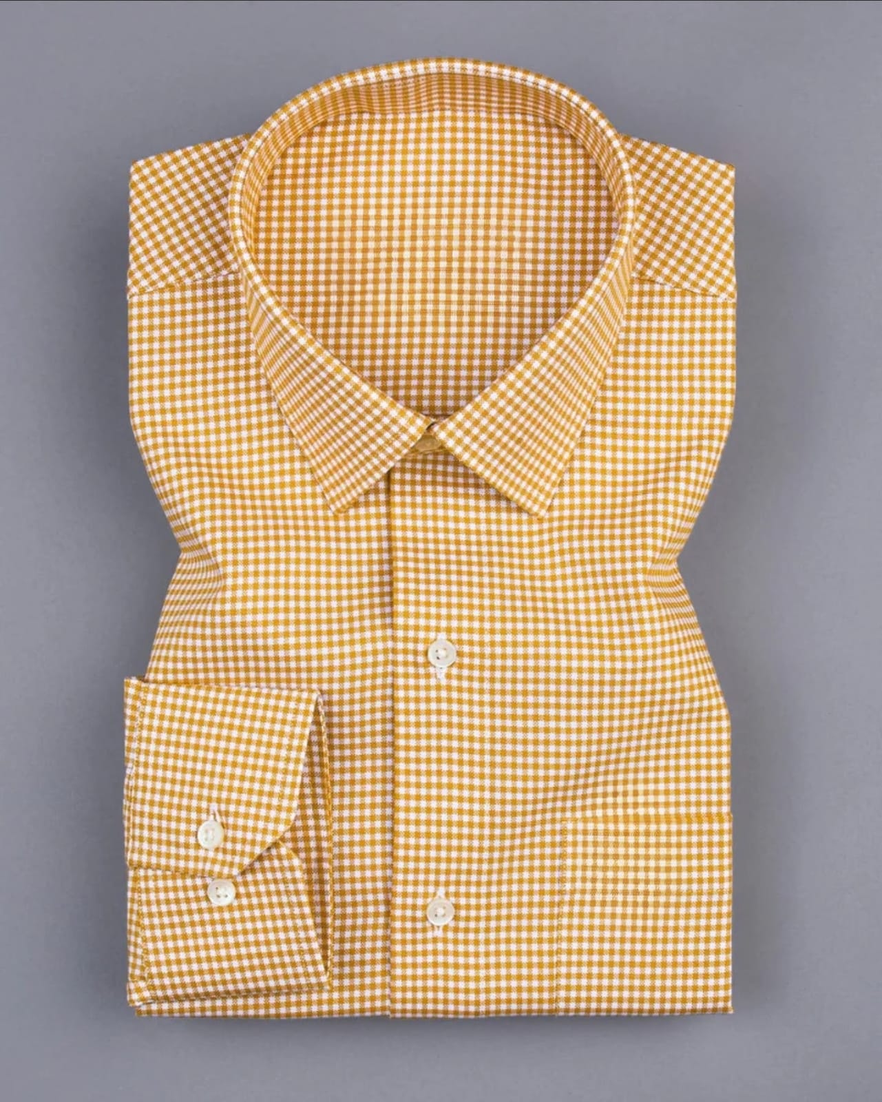 Men's Yellow Regular Fit Checks Full Sleeve Shirt - Goamen