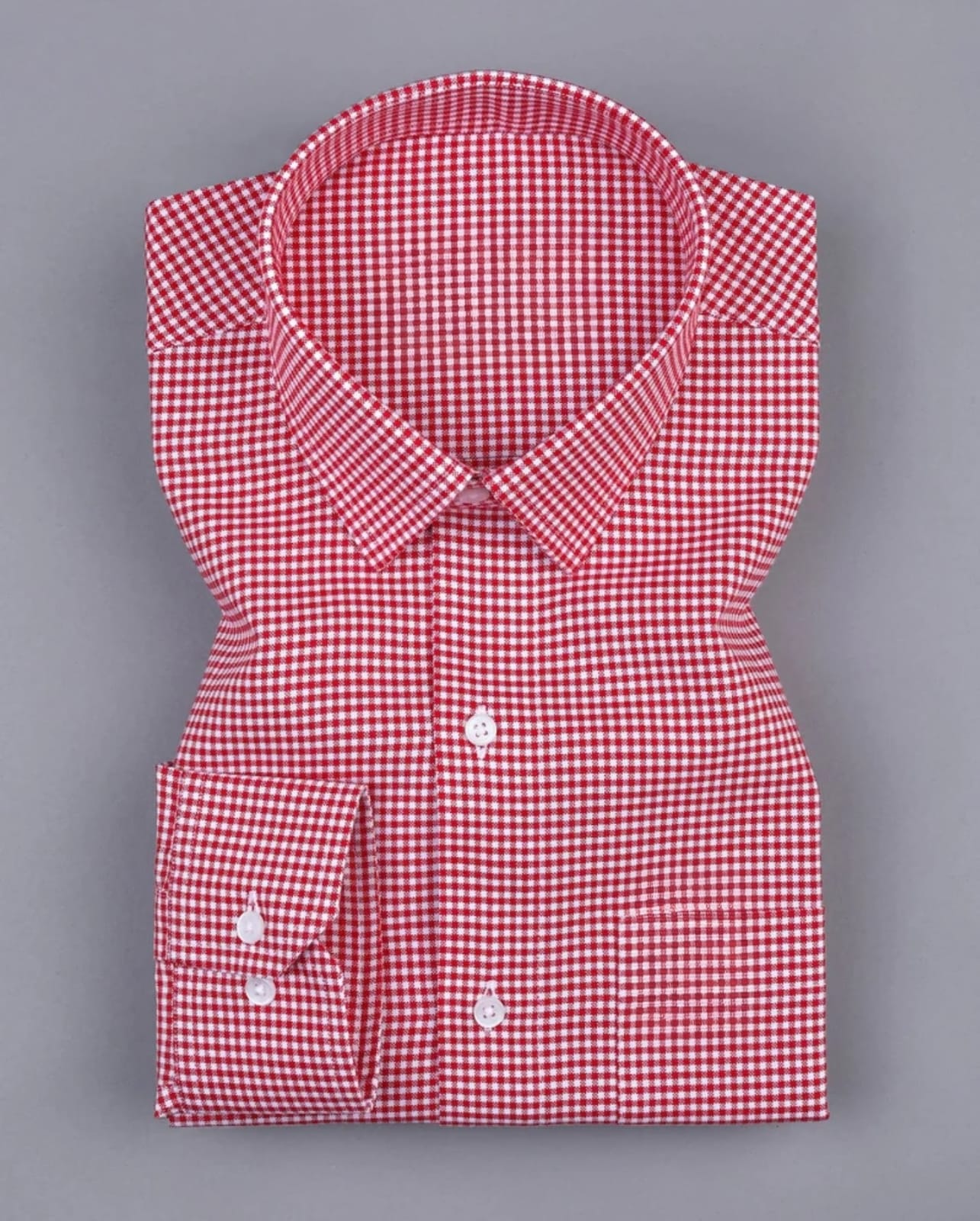 Men's Red Regular Fit Checks Full Sleeve Shirt - Goamen