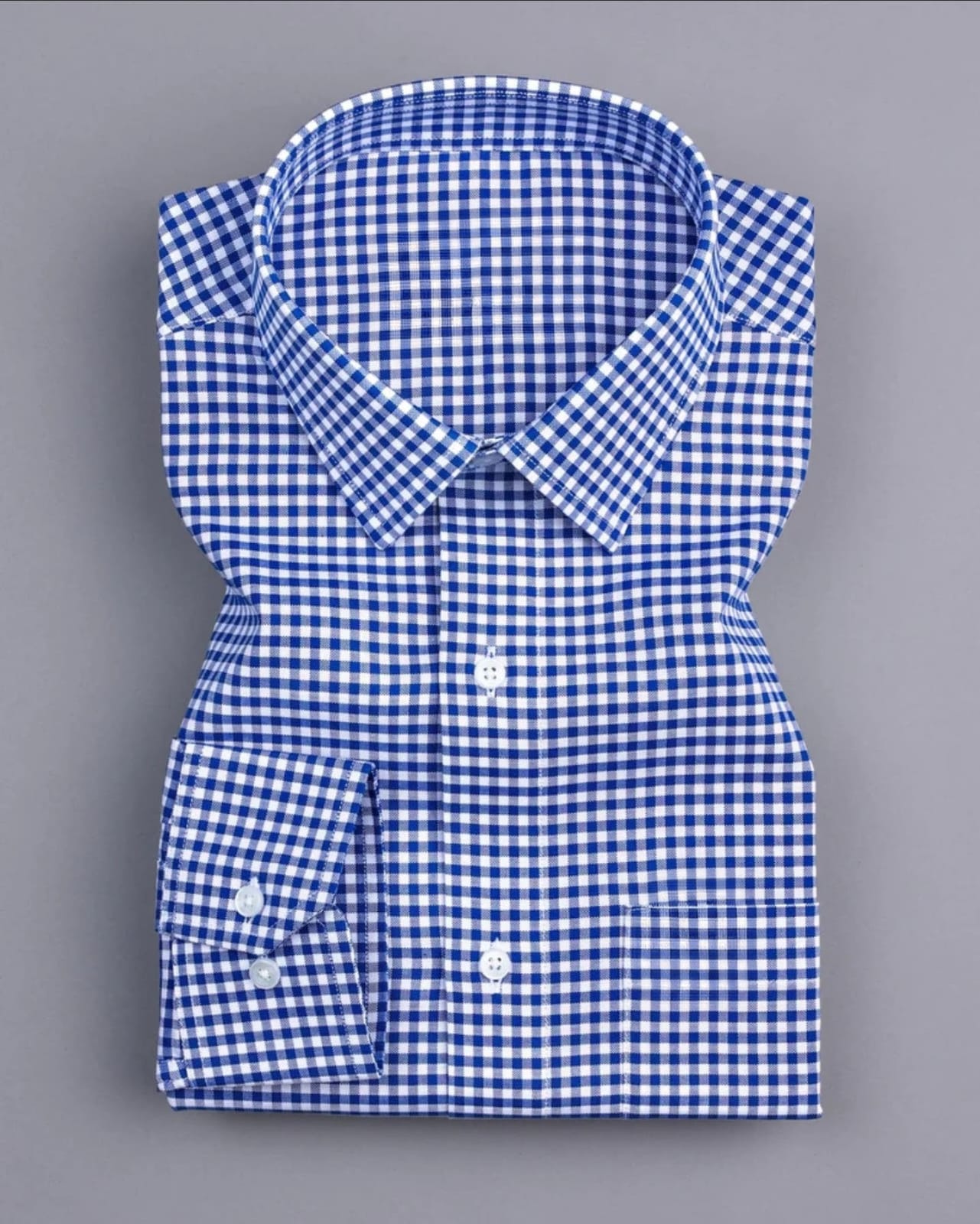 Men's Navy Regular Fit Checks Full Sleeve Shirt - Goamen