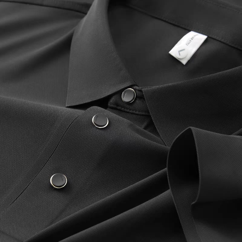 Self Black Stitchless Half Sleeve Polo T-shirt - Goamen