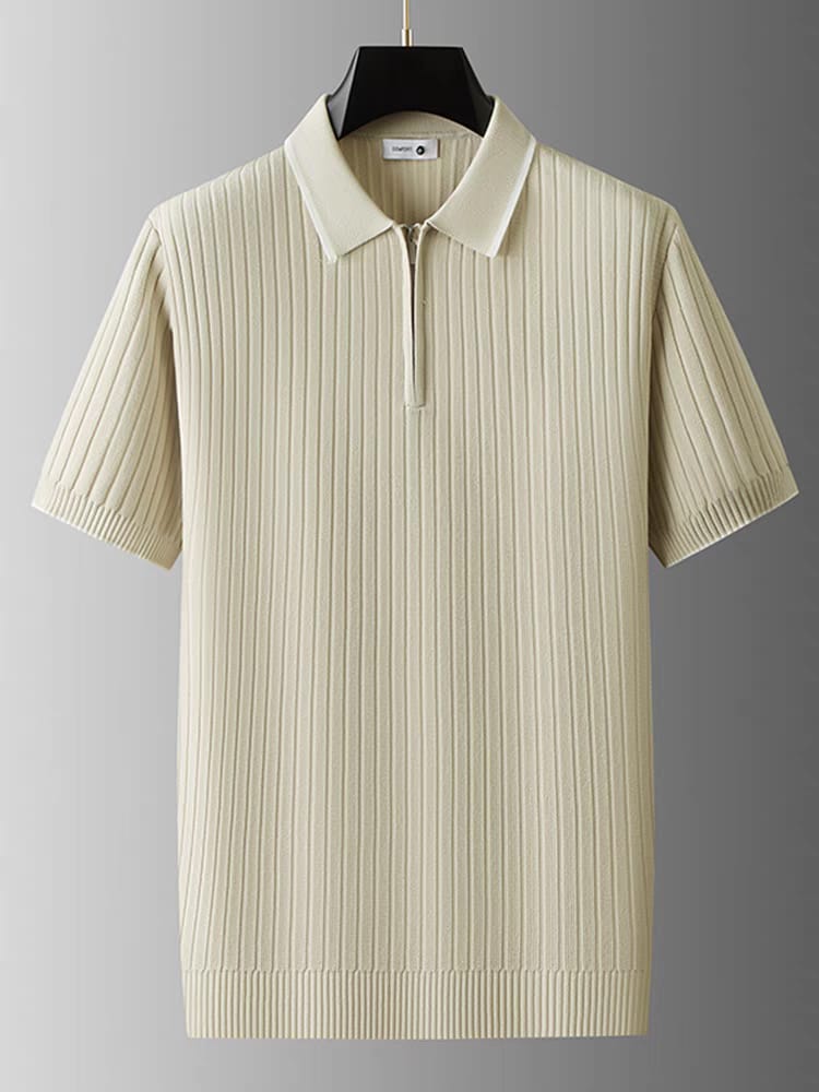 Men's Brown Zipper Half Sleeve T-Shirt - Goamen