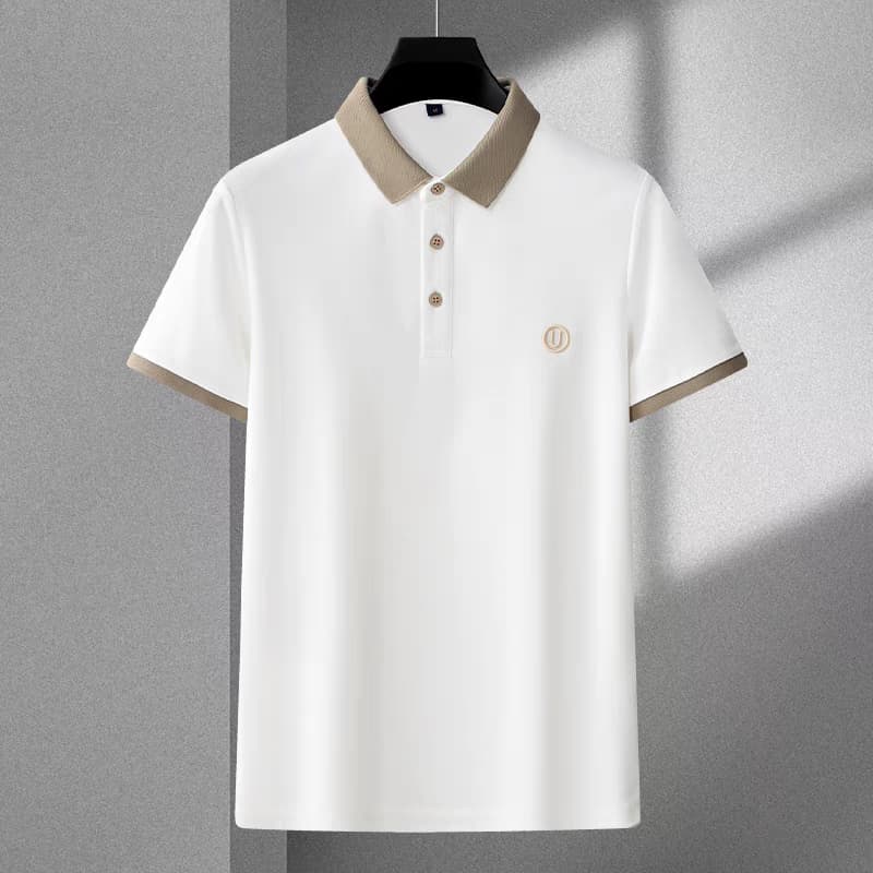 Men's White U Logo Half Sleeve T-Shirt - Goamen