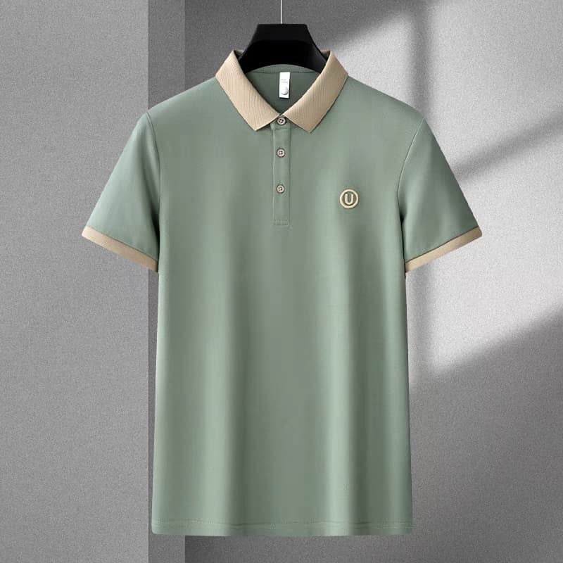 Men's Pista Green U Logo Half Sleeve T-Shirt - Goamen